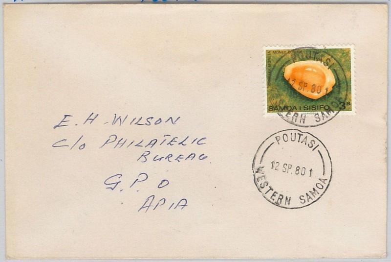 SHELLS - WESTERN SAMOA  -  POSTAL HISTORY:  COVER from POUTASI 1980