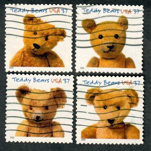 3653 - 3656 Teddy Bears set of used singles