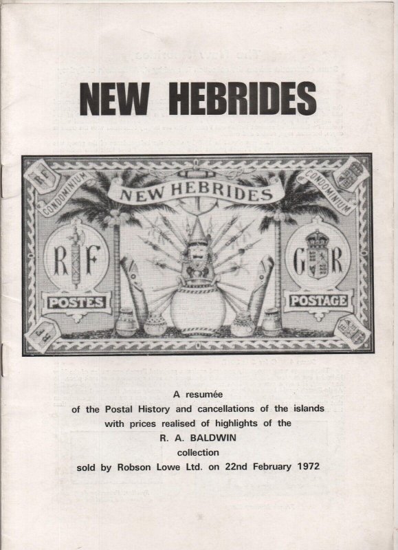 Philatelic Literature New Hebrides resumee of Baldwin Postal history collection
