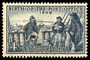 AUSTRALIA Sc 332 USED - 1959 4p -  Birth of Post Office - Postmaster I. Nichols