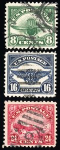 US Stamps # C4-6 Airmail Used XF Choice