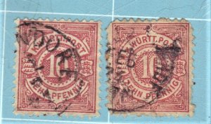 GERMANY, WURTTEMBERG SC #60 USED 10pf 1875-1900