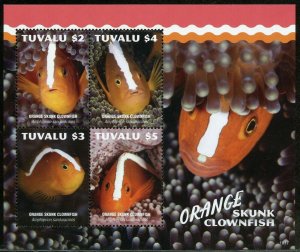 TUVALU 2019 ORANGE SKUNK CLOWNFISH  SHEET MINT NH