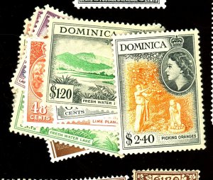 DOMINICA 142-156 MINT FVF OG HR/LH Cat $61