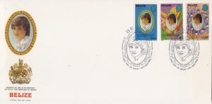 Belize 1982 Royal Wedding Princess Diana set + Souvenir Sheet First Day Cover VF