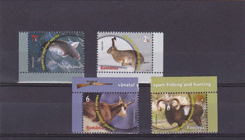 Romania STAMPS 2013 Sport fishing and hunting animals MNH POST set