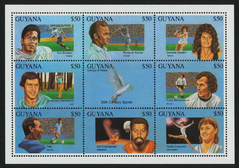 Guyana 2676 MNH Famous People, Sports, Tennis, Golf, Football, Soccer