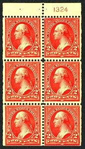 U.S. #279Bk MINT PL# BOOKLET PANE OF 6 OG NH SELVAGE HR some gum glazing