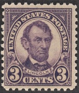 US 555 MNH F 3 Cent Lincoln - Violet Perforated 11