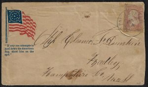 US 1860s CIVIL WAR PATRIOTIC COVER W/ SLOGAN IF ANYONE ATTEMPTS TO HAUL DOWN THE