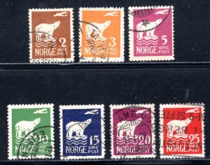 Norway #104-110  Used  VF    CV $131.50  ....   4570094