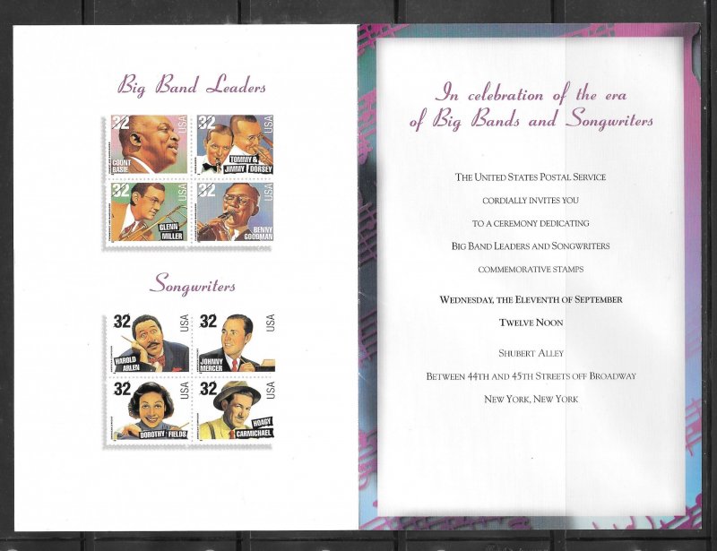#3096-03 FDC USPS Signed Ceremony Program BIG BAND LEADERS & SONG WRITERS (my8)