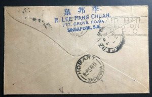 1931 Singapore First Experimental Flight Cover FFC To Hobart Tasmania Alor Star