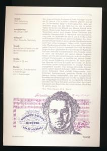 Germany 1997 Scott 1952 used - 100pf, Franz Schubert, Composer,  ETB 1/1997