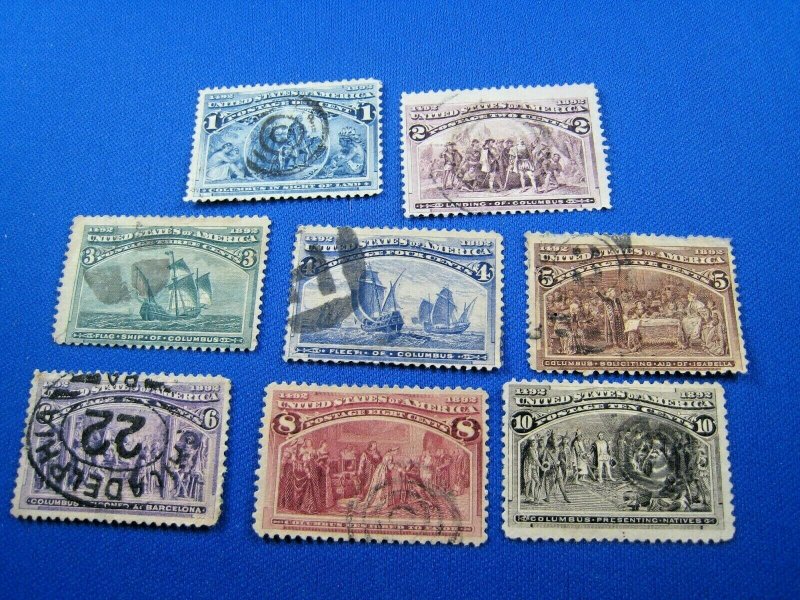 UNITED STATES,  1893   SCOTT #230-237 -  Used 