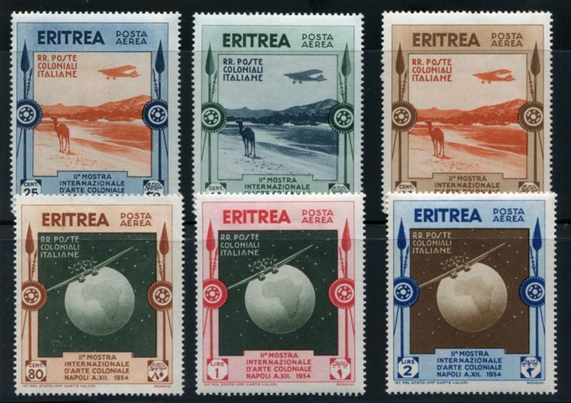 ERITREA C1-C6 MINT LH 1934 AIR MAIL, PLANE