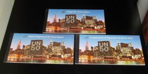 U.N. 1995, 50th ANNIVERSARY, PRESTIGE BOOKLETS MNH, ALL 3 OFFICES  NICE! LQQK!