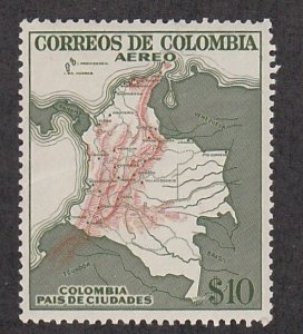 Colombia # C253, Map of Colombia, Slight Paper Wrinkle,  Mint NH, 1/3 Cat.