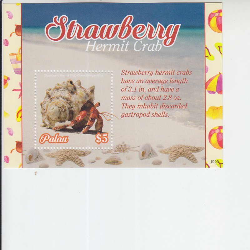 2019 Palau Strawbwrry Hermit Crab SS (Scott 1428) MNH