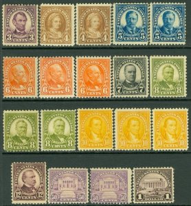 EDW1949SELL : USA 1922-23 Nice grouping of 19 stamps between #552//571. Cat $466