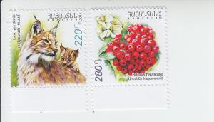 2015 Armenia Lynx & Sorbus Flora/Fauna (Scott 1054-55) MNH