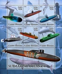 Submarine Stamp Transportation Lighthouse Seabird Whale S/S MNH #3297-3302