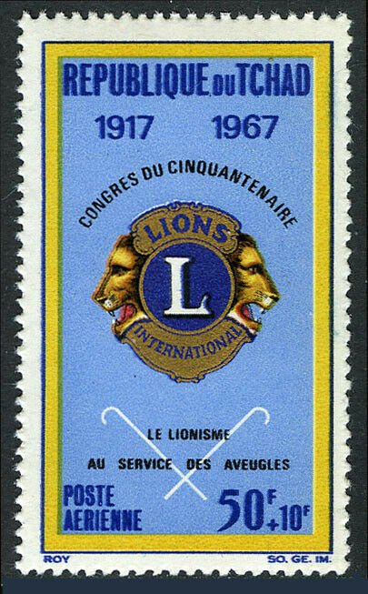 Chad CB4, MI 178, MNH. Lions Intl., 50th anniv. Emblem. Work for the blind, 1967