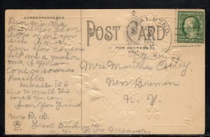 US Great Bend NY Jefferson Co. Doane Cancel to New Bremen 1910 b812