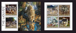 Stamps. Fauna Wolves 1+1 sheets perforated 2024 year  NEW