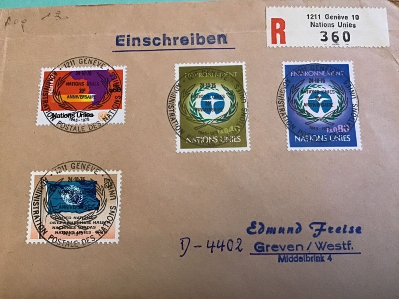 United Nations Geneva Registered 1975  Stamp Cover R42787