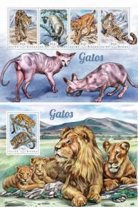 Lions Big Wild Cats Katzen Löwen Pets Animals Fauna Guinea-Bissau MNH stamp set