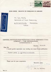 Netherlands 1964 Preprinted Cover Utrecht to USA Airmail Request for Book VF