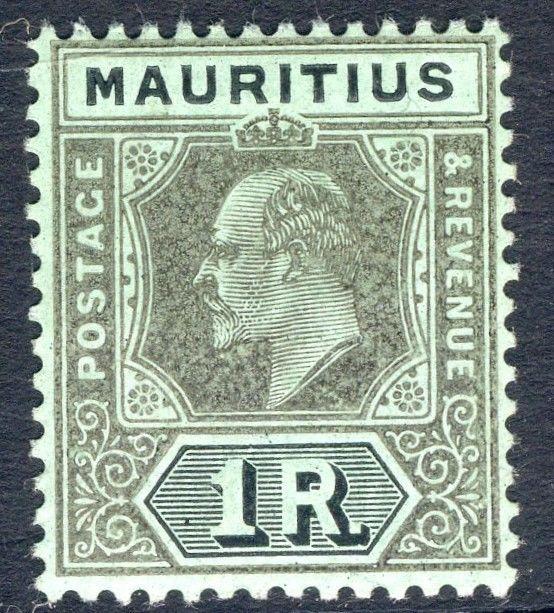 MAURITIUS-1910 1r Black.Green Sg 192 LIGHTLY MOUNTED MINT V18822