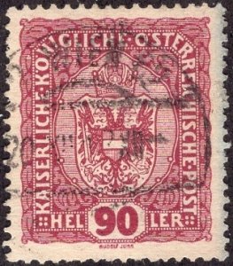 Austria 158 - Used - 90h Coat of Arms (1916) (2)