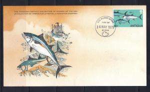 Antigua FDC card Sc 543 Cousteau Society Bluefin Tuna L2