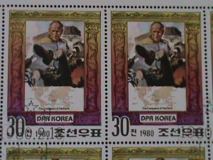 ​KOREA-1980-SC#1919- CONQUERORS OF EARTH-HAROUN TAZIEFF-CTO-SHEET VERY FINE