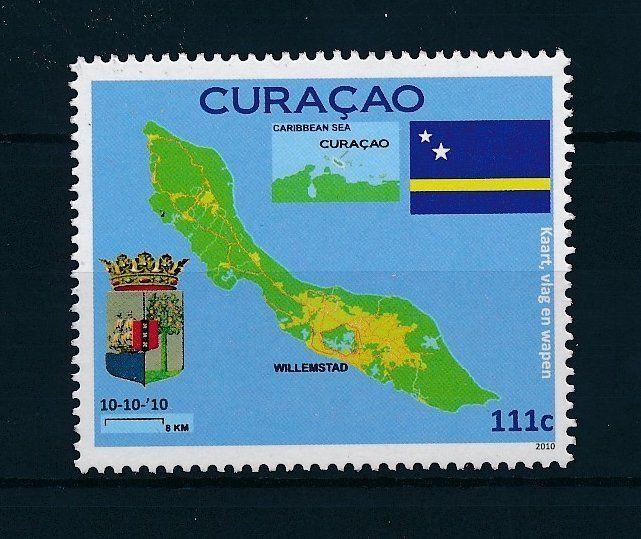 [CU 001] Curacao 2010 Map, Arms and Flag MNH