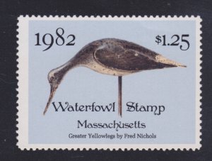 State Hunting/Fishing Revenues - MA - 1982 Duck Stamp - MA-9 - MNH