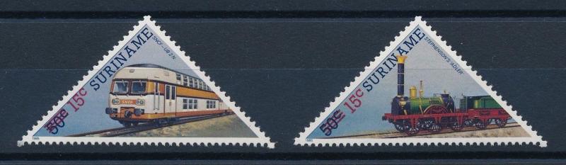 [SU504] Suriname Surinam 1986 Railway Train Eisenbahn Triangles Overprints MNH