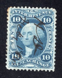 US 1862 10c blue Inland Exchange Revenue, Scott R36c used, value = 30c