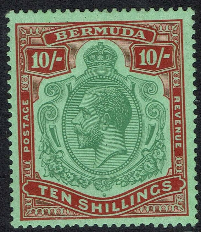 BERMUDA 1924 KGV 10/- WMK MULTI SCRIPT CA 