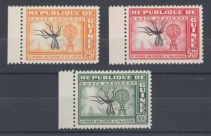 Guinea Sc C29-C31 MNH. 1962 Malaria complete set with Inverted Centers. Insects 