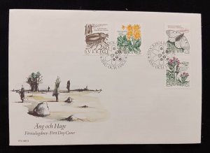 D)1987, SWEDEN, FIRST DAY COVER, ISSUE, NATURE OF MEADOWS AND PASTURES, HERMIT