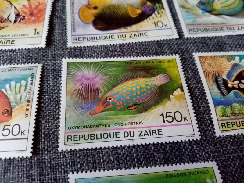 Republic of Zaire Tropical fish stamps African stamp set