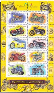 France 2913 MNH 2002 Various Early Motorcycles Full Sheet of 10 Very Fine