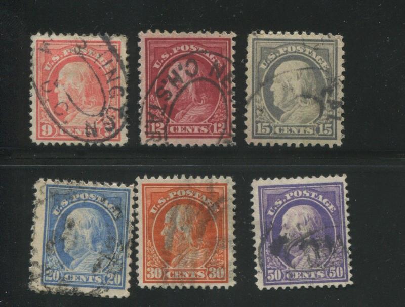 1912-1914 United States Postage Stamps #415, 417-421 Used F/VF Canceled 