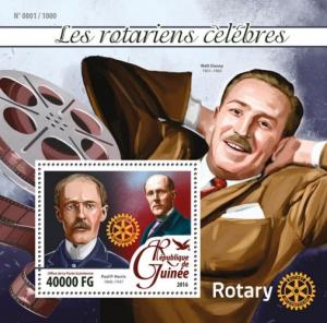 GUINEA 2016 SHEET FAMOUS ROTARIANS PAUL HARRIS WALT DISNEY