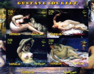 Somalia 2003 GUSTAVE COURBET Famous Nude Paintings Sheetlet (4) IMPERFORATED MNH