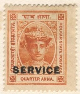 India: Indore O6 (mh) ¼a Maharaja Yeshwant Rao II, orange, ovptd (1907)