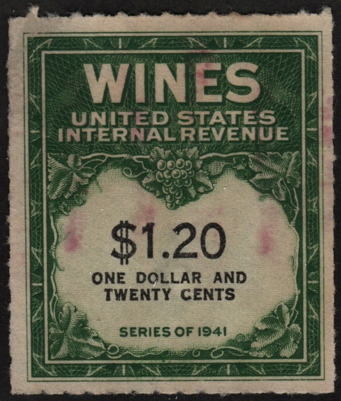 RE146 $1.20 Wine Revenue Stamp (1942) Used